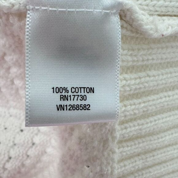 Converse One Star Knit Womens Large Open Front Cardigan Ivory 3/4 Sleeve Cotton - Picture 5 of 8